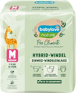 Hybrid-Windel Einweg-Windeleinlagen Gr. M (7-12 kg) babylove nature