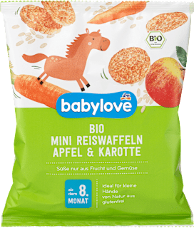 Bio mini almás-sárgarépás puffasztott rizskorongok, 8. hónapos kortól babylove