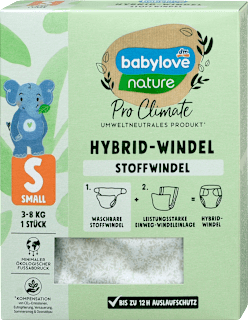 Stoffwindel Hybrid Pro Climate Gr. S (3-8 kg) babylove nature