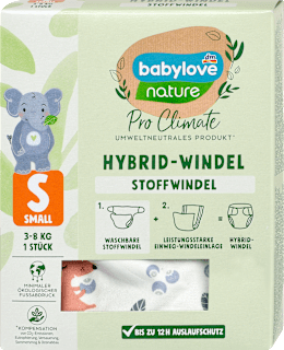 Хибридна пелена за многократна употреба, размер S (3-8 kg) babylove nature