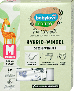 Хибридна пелена за многократна употреба, размер М (7-12 kg) babylove nature