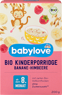 Bio zabkása gyermekeknek, banános-málnás, 8. hónapos kortól babylove