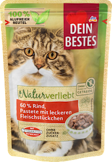 Nassfutter Katze mit Rind,  Naturverliebt Dein Bestes