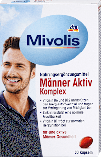 Prehransko dopolnilo za aktivne moške z vitamini, minerali in L-karnitinom v obliki kapsul Mivolis