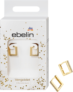 Creolen viereckige Form mit Zirkoniasteinen / vergoldeter Modeschmuck ebelin