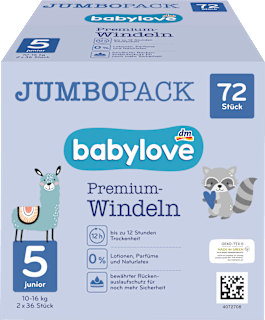 Pieluszki Premium, rozmiar 5, junior, 10-16 kg, JUMBOPACK babylove