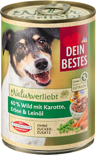 Karma mokra dla psa Naturverliebt, 60% dziczyzny z marchewką Dein Bestes