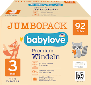 Pieluszki Premium, rozmiar 3, midi, 4-9 kg, JUMBOPACK babylove