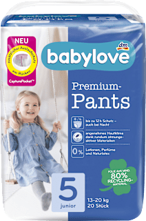 Premium hlačne plenice 5 junior, 13-20 kg babylove