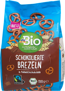 Brezeln schokoliert in Vollmilchschokolade dmBio