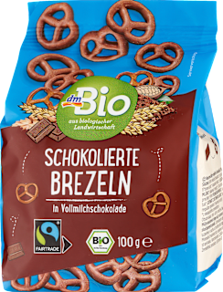 Brezeln, schokoliert in Vollmilchschokolade dmBio