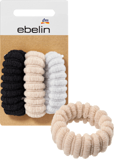 Haargummi gerippt schwarz, beige, grau ebelin
