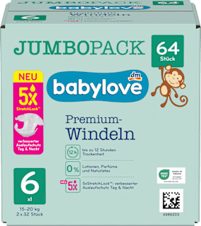 Pieluszki Premium, rozmiar 6, XL, 15-20 kg, JUMBOPACK  babylove