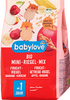Bio mini sadne rezine in sadno-žitne rezine (8 × 12,5 g) babylove