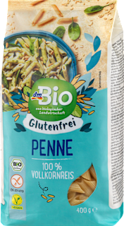 Nudeln, Penne aus Vollkornreis, glutenfrei dmBio