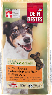 Karma sucha dla psa 60 % kurczak z ziemniakami i aloesem, Naturverliebt Dein Bestes