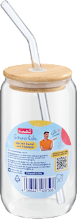 Glas mit Bambusdeckel und Trinkhalm Sommerliebe Profissimo