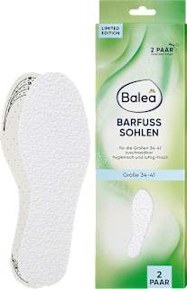 Einlegesohlen Barfuß weiß, Gr. 34-41 (2 Paar) Balea