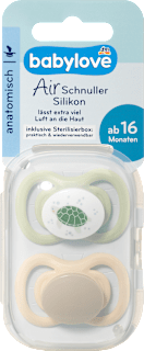 Schnuller Air Silikon anatomisch, braun/grün, Gr.3, ab 16 Monate babylove