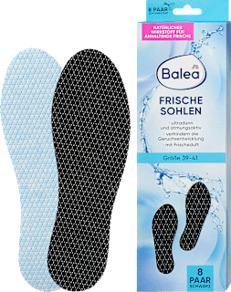 Einlegesohlen Frischesohlen schwarz, Gr. 39-41 (8 Paar) Balea