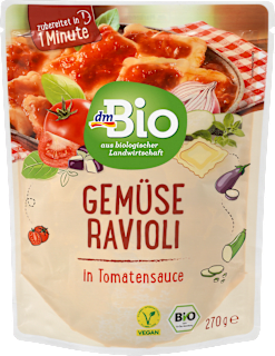 Bio zelenjavni ravioli s paradižnikovo omako dmBio