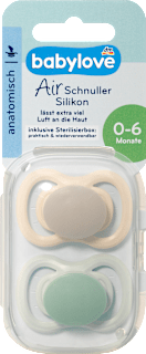 Schnuller Air Silikon anatomisch, braun/grün, Gr.1, 0-6 Monate babylove
