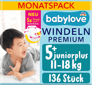 Windeln Premium Gr. 5+ Juniorplus (11-18 kg) Monatspack babylove