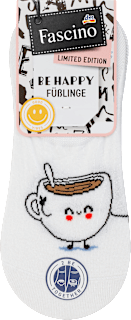 Füßlinge mit Donut-Motiv weiß, Gr. 35-38 Fascino
