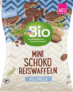 Wafle ryżowe mini w czekoladzie mlecznej dmBio