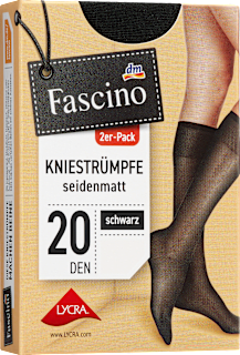 Kniestrümpfe seidenmatt schwarz Gr. 35-38, 20 DEN Fascino