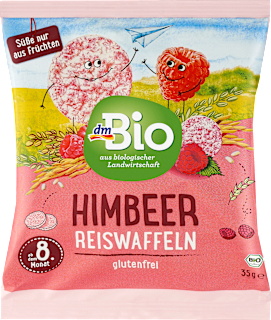 Bio málnás puffasztott rizskorongok, 8. hónapos kortól dmBio