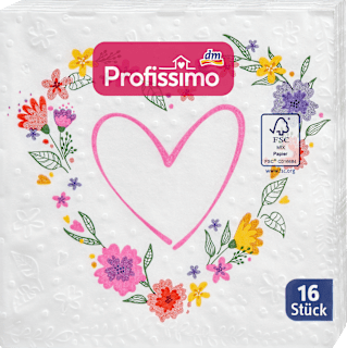 Geprägte Cocktailservietten "Blooming Heart" (25x25 cm) Profissimo