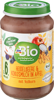 Kaszka pełnoziarnista z jabłkami, jagodami i ekstraktem kokosowym, od 6. miesiąca życia dmBio