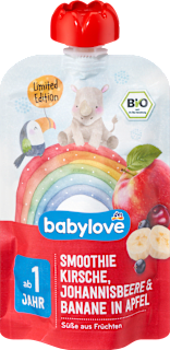 Био смути от ябълка, банан, вишна и касис, 1+г babylove