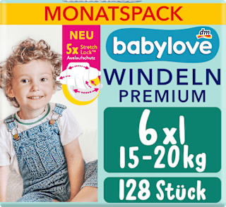 Premium pelene XXL velčina 6 (15-20 kg) - mjesečno pakovanje, 4x32kom babylove