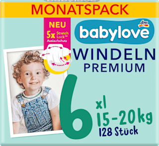 Windeln Premium Gr. 6 XL (15-20 kg) Monatspack babylove