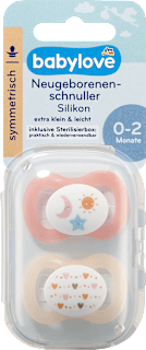 Schnuller für Neugeborene symmetrisch, Silikon, peach/creme, 0-2 Monate babylove