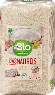 Bio dolgozrnati beli basmati riž dmBio
