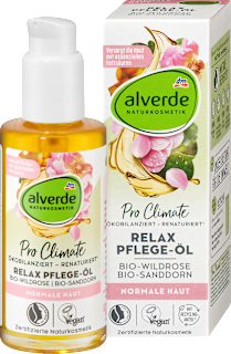 Negovalno olje Relax z bio divjo vrtnico in bio rakitovcem alverde NATURKOSMETIK