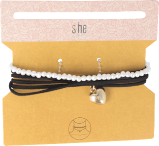 Halsketten-Set mit Perlen und Herzanhänger s-he stylecollection