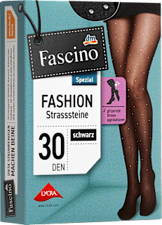 Strumpfhose mit Strass-Steinen schwarz Gr. 46/48, 30 DEN Fascino