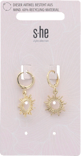 Creolen Ohrstecker Gold-Optik mit Sonnenanhänger s-he stylecollection