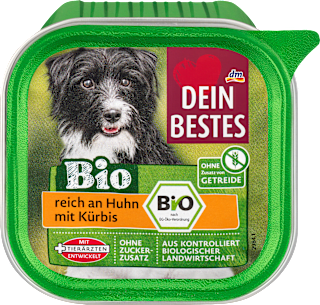 Nassfutter Hund Bio reich an Huhn mit Kürbis Dein Bestes