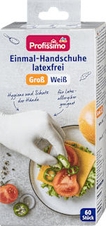 Egyszerhasználatos latexmentes kesztyű, fehér, nagyméretű Profissimo