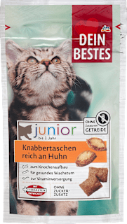 Katzenleckerli junior Knabbertaschen reich an Huhn  Dein Bestes