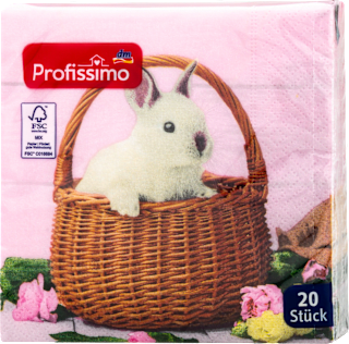 Салфетки с мотив кошница и зайче (25 x 25 cm) Profissimo
