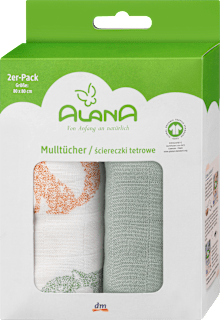 Mulltücher mit Fuchs-Motiv, 80 x 80 cm ALANA