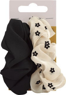 Gumičky do vlasov Scrunch - čierna a krémová s-he stylecollection