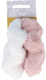 Scrunchie-Set rosa und weiß mit Fell SHE