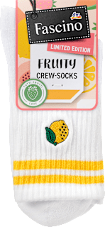 Crew Socken mit Zitronen-Stickerei weiß Gr. 39-42 Fascino